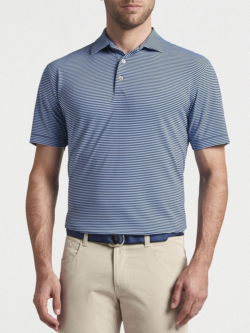 Peter Millar Hales Performance Jersey Polo in Navy/Cottage Blue