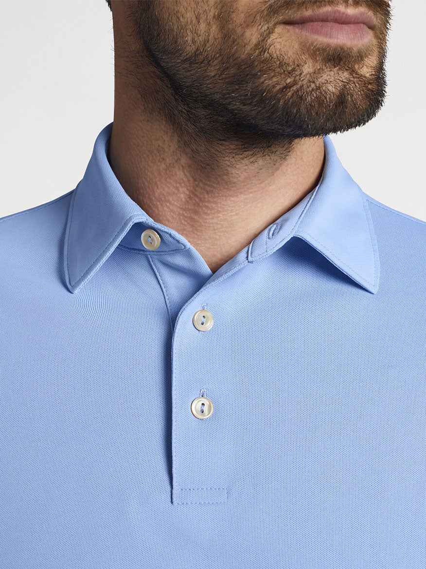 Peter Millar Solid Performance Mesh Polo in Cottage Blue