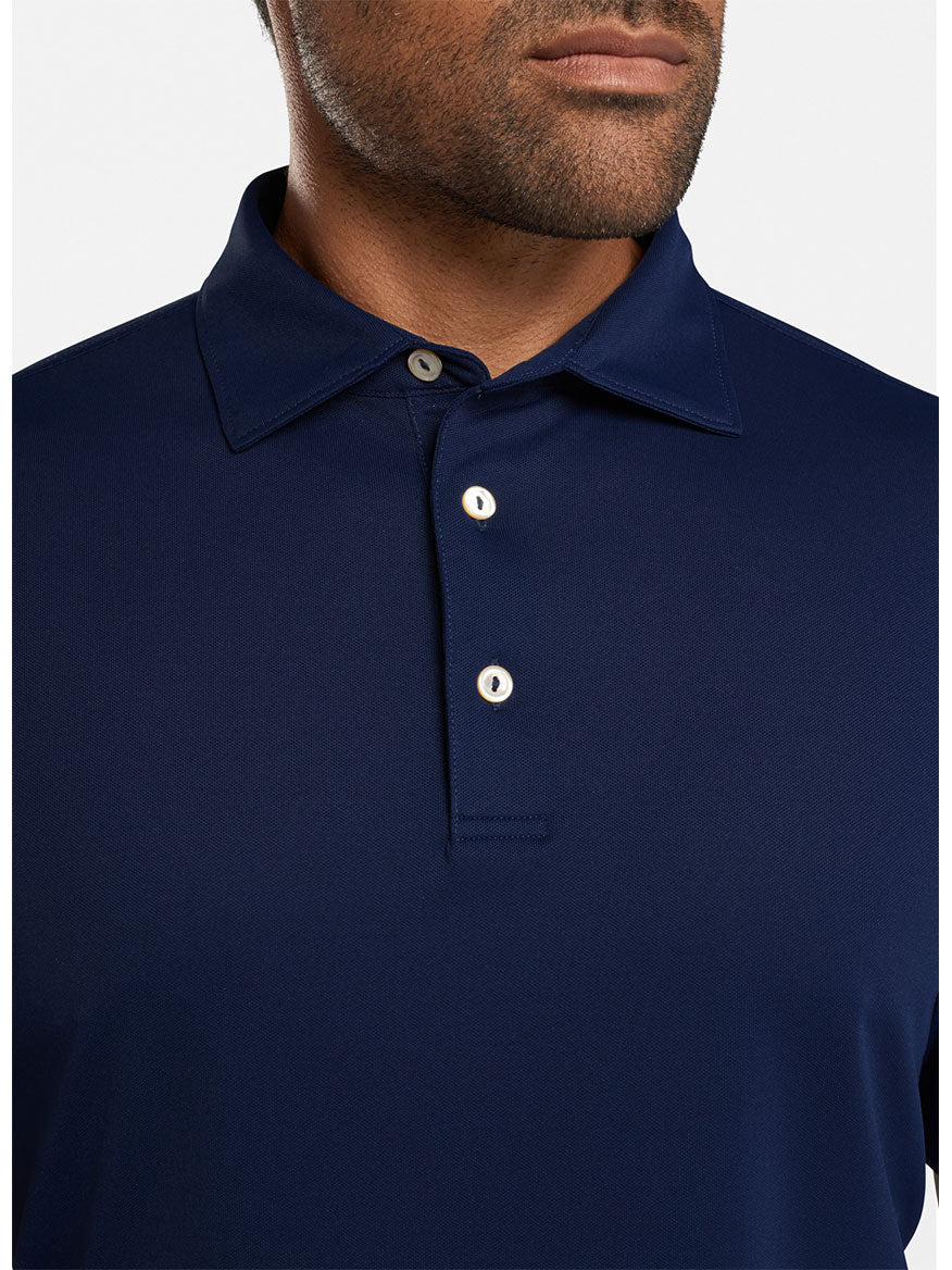 Peter Millar Solid Performance Mesh Polo in Navy