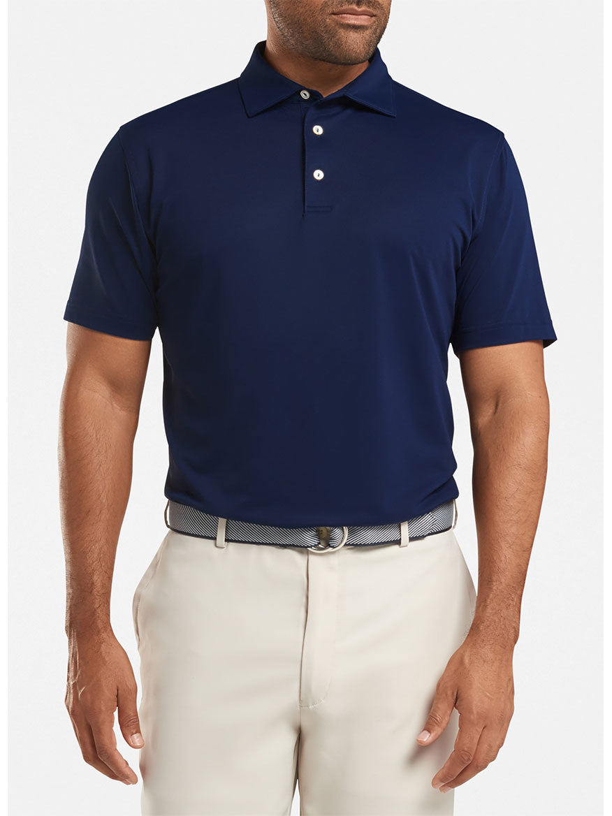 Peter Millar Solid Performance Mesh Polo in Navy