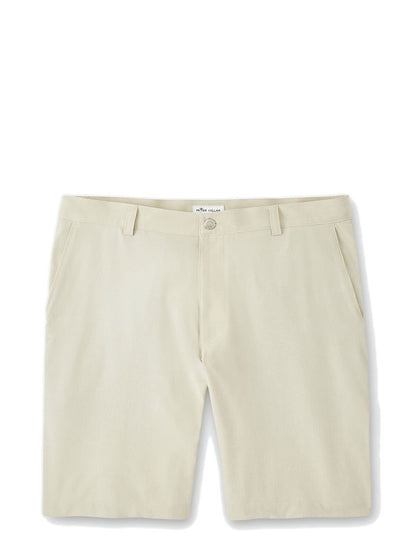 Peter Millar's men's Peter Millar Shackleford Performance Hybrid Short in Sand - perfect for sunny days on the golf course.