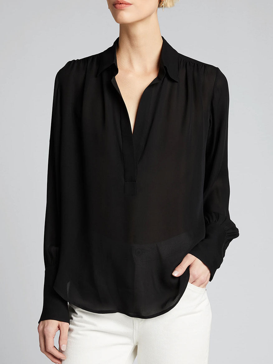 Nili Lotan Colleen Collared Shirt in Black
