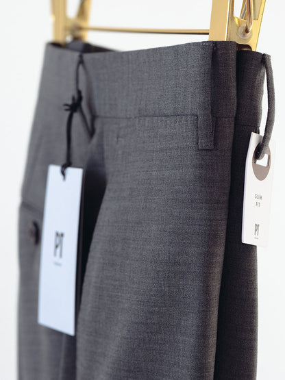 PT01 4 Seasons Wool Plain Weave Trouser in Light Grey Melange