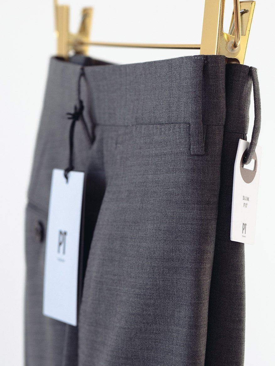 PT01 4 Seasons Wool Plain Weave Trouser in Charcoal Grey Melange