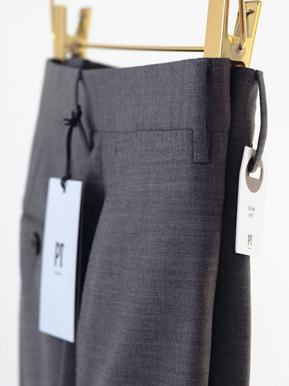 PT01 4 Seasons Wool Plain Weave Trouser in Mid Grey Melange