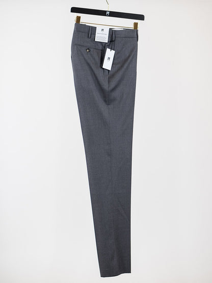 PT01 Estrato 120s Lux Wool Twill Trouser in Mid Grey Melange