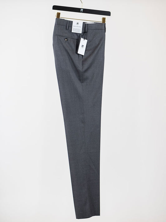 PT01 Estrato 120s Lux Wool Twill Trouser in Dark Brown Melange