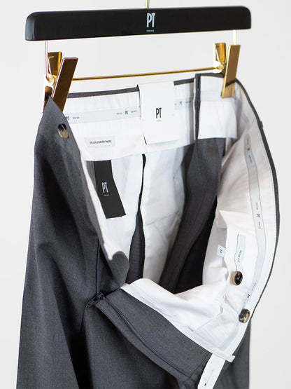 PT01 Estrato 120s Lux Wool Twill Trouser in Dark Brown Melange