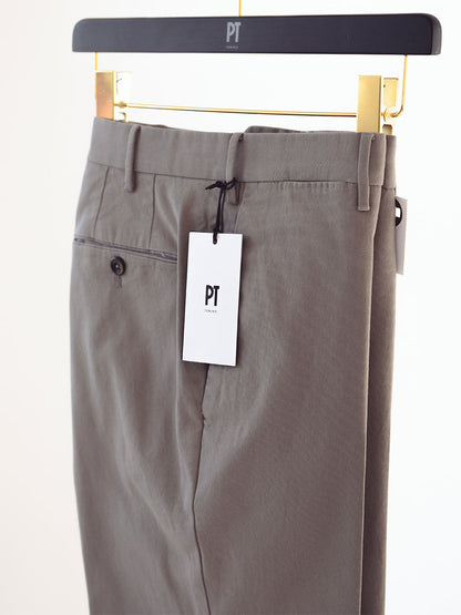 PT01 Dressy Stretch Canvas Trousers in Dark Tan