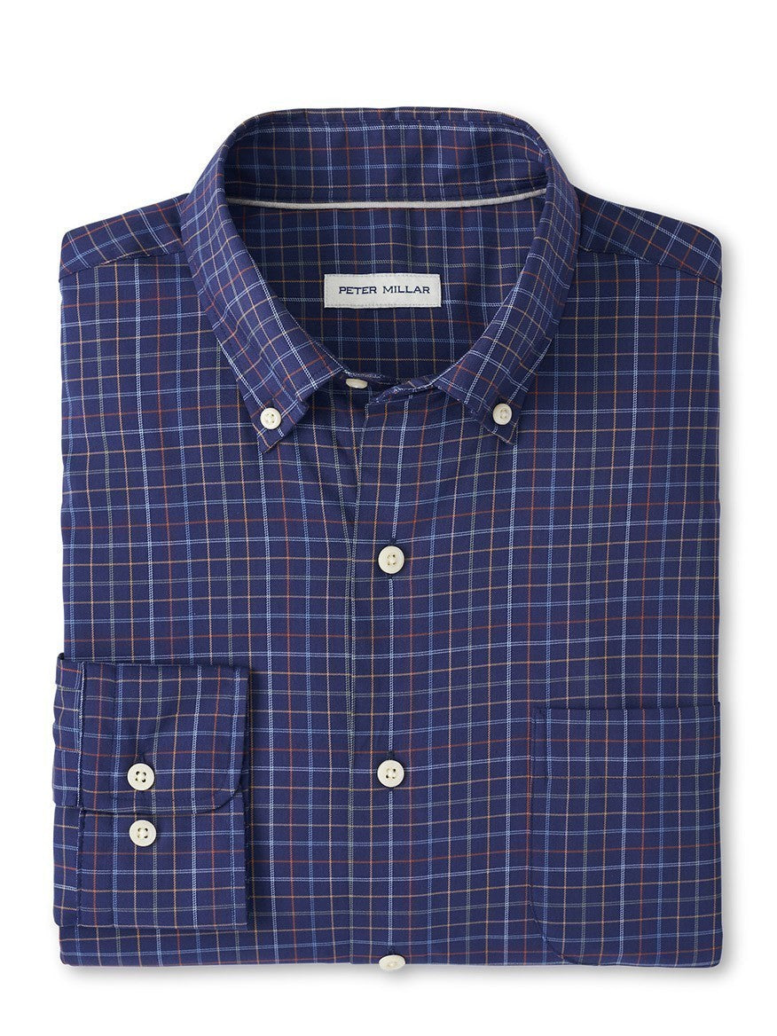 Peter Millar Fenton Cotton-Stretch Sport Shirt in Navy
