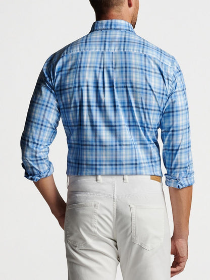 Peter Millar Walker Cotton-Stretch Sport Shirt in Cottage Blue