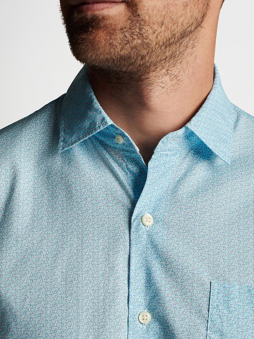 Peter Millar Summer Slice Cotton-Stretch Sport Shirt in Radiant Blue