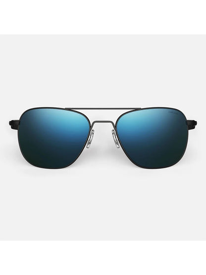 Randolph Aviator Cobalt Sunglasses in Matte Black