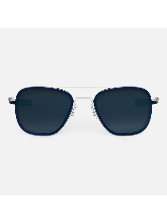 Randolph Aviator Slate Sunglasses in Matte Chrome with Blue Sapphire Inlay