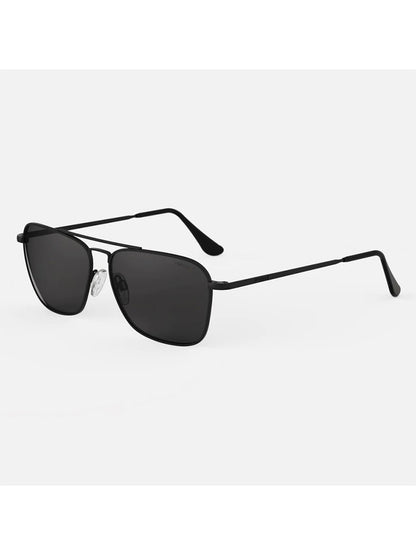 Randolph Intruder American Gray Sunglasses in Matte Black with SkyTec™ Glass lenses on a white background.