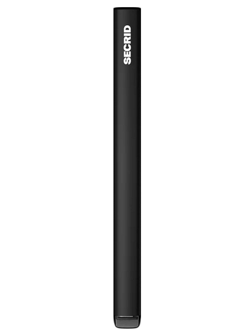 A black Secrid Cardprotector with the word ecig on it, designed to be RFID safe.