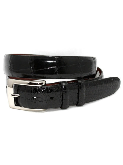 Torino Leather American Alligator Skin Belt in Black