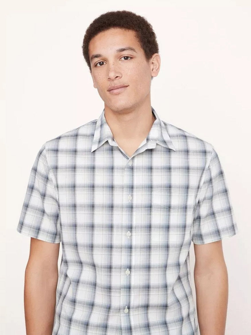 Vince Atwater Plaid Short Sleeve Shirt in Celery
