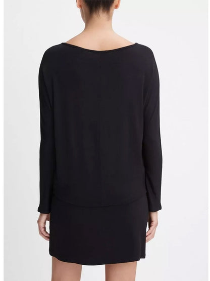 Vince Draped Wide-Neck Top in Black