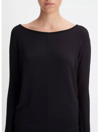 Vince Draped Wide-Neck Top in Black