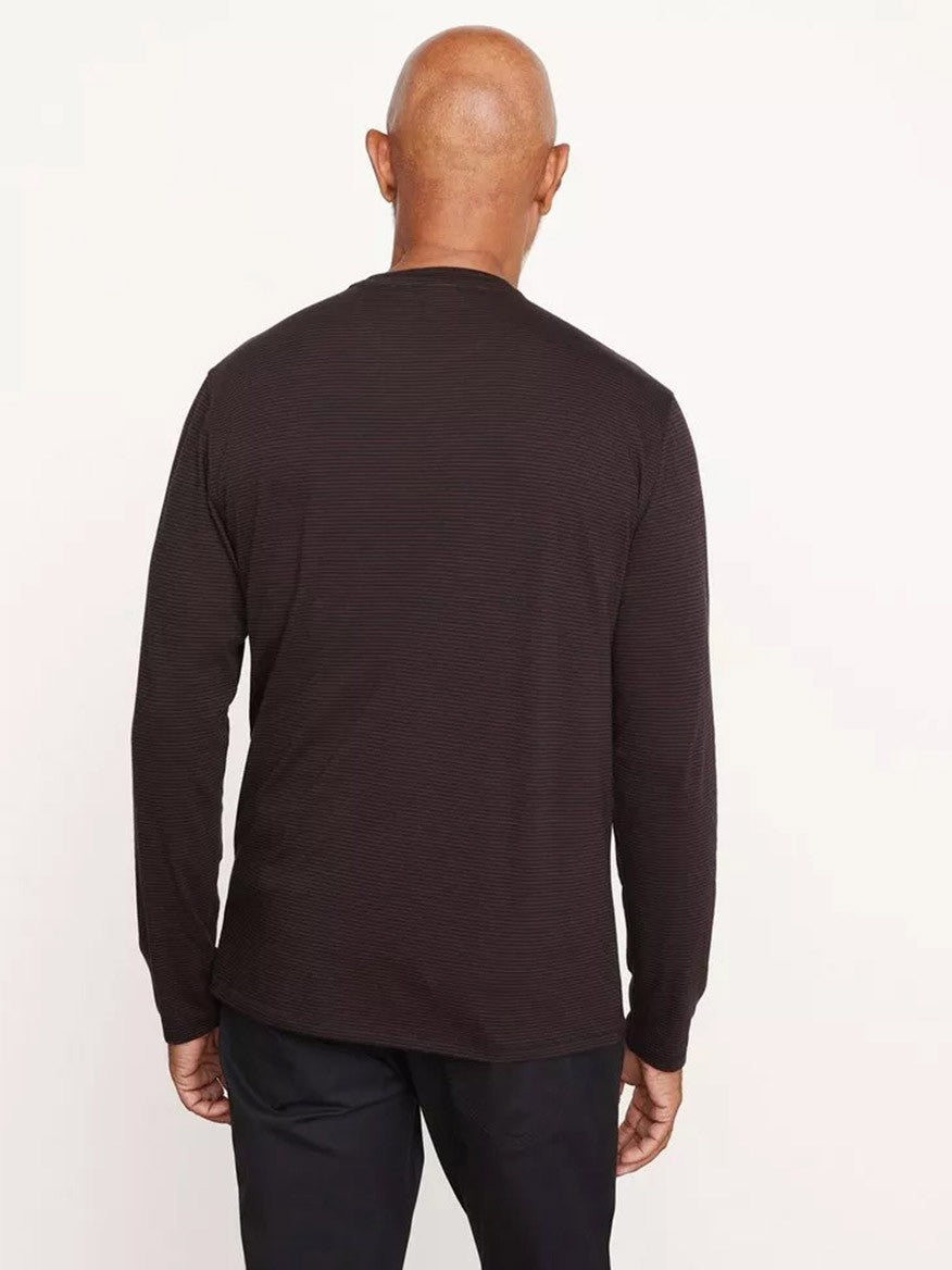 Vince Micro Stripe Long Sleeve Crew Neck T-Shirt in Black/Acorn