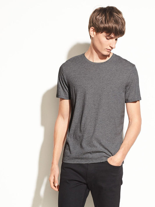 Vince Crew Neck T-Shirt in Heather Carbon