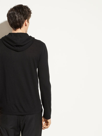 Vince Wool Cashmere Pullover Hoodie in Black