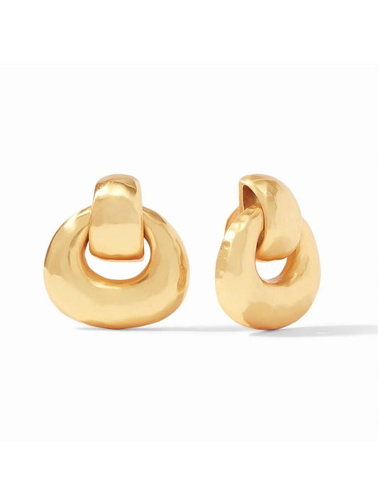 Julie Vos Avalon Doorknocker Clip Earrings in Gold