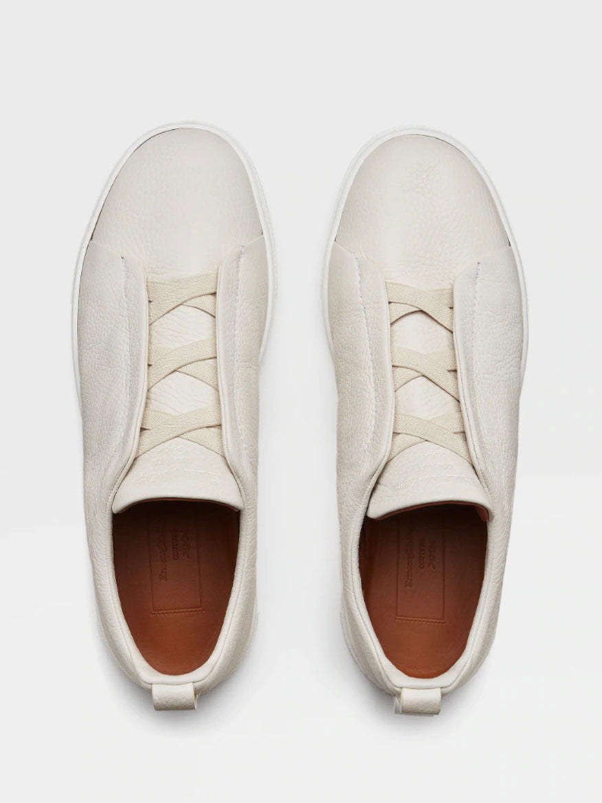 Off White Deerskin Triple Stitch™ Sneakers | Zegna – Larrimor's